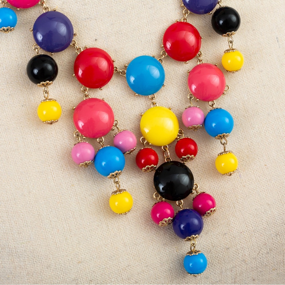 Statement necklace bib necklace multicolor stones Iman - Picture 6 of 15